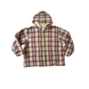 Serengeti Plaid Lined Cotton Zip Up Hoodie Preppy Gorpcore Women's Size 1X
